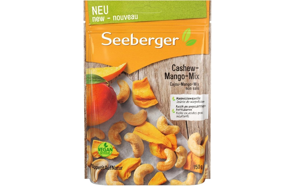 Seeberger Mélange de noix de cajou et de mangue 150 g