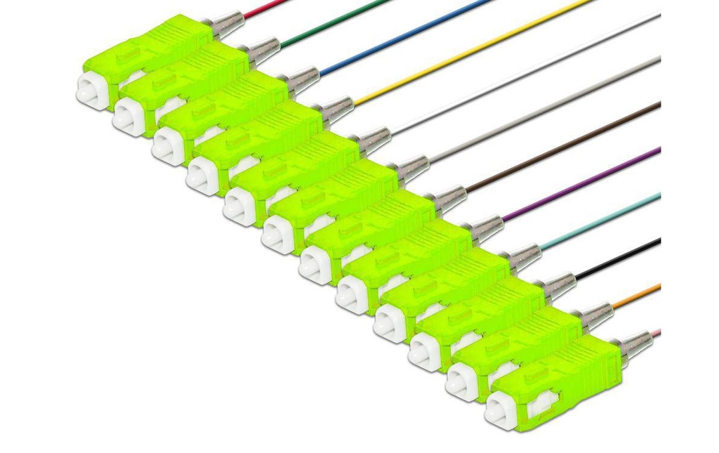 Lightwin Fibres en tire-bouchon SC, MM, OM5, 2m, vert, 12 pièces