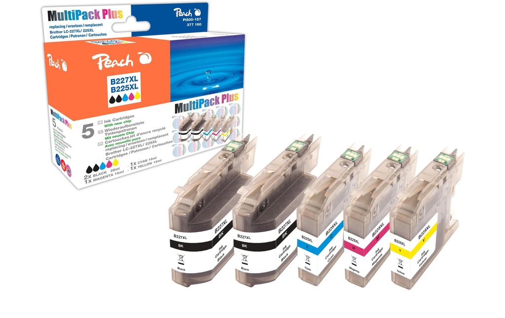 Peach Kits d’encre Brother LC-227XL / LC-225XL C, M, Y, 2x BK