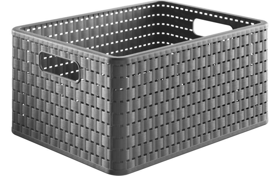 Rotho Panier de rangement Country 36,8 x 27,8 x 19,1 cm, Anthracite