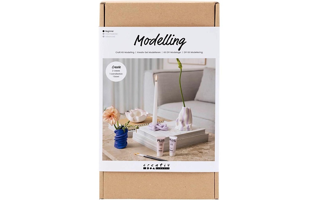 Creativ Company Set de modélisation Vase + bol Bleu/Beige/Violet