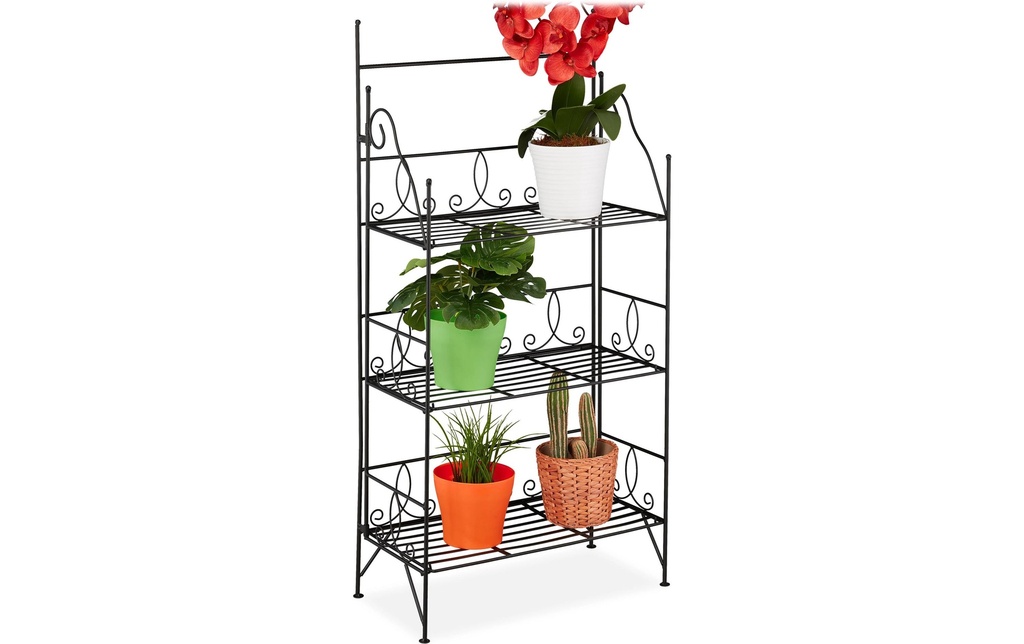 relaxdays Supports pour plantes Antik pliable 100 cm, Noir
