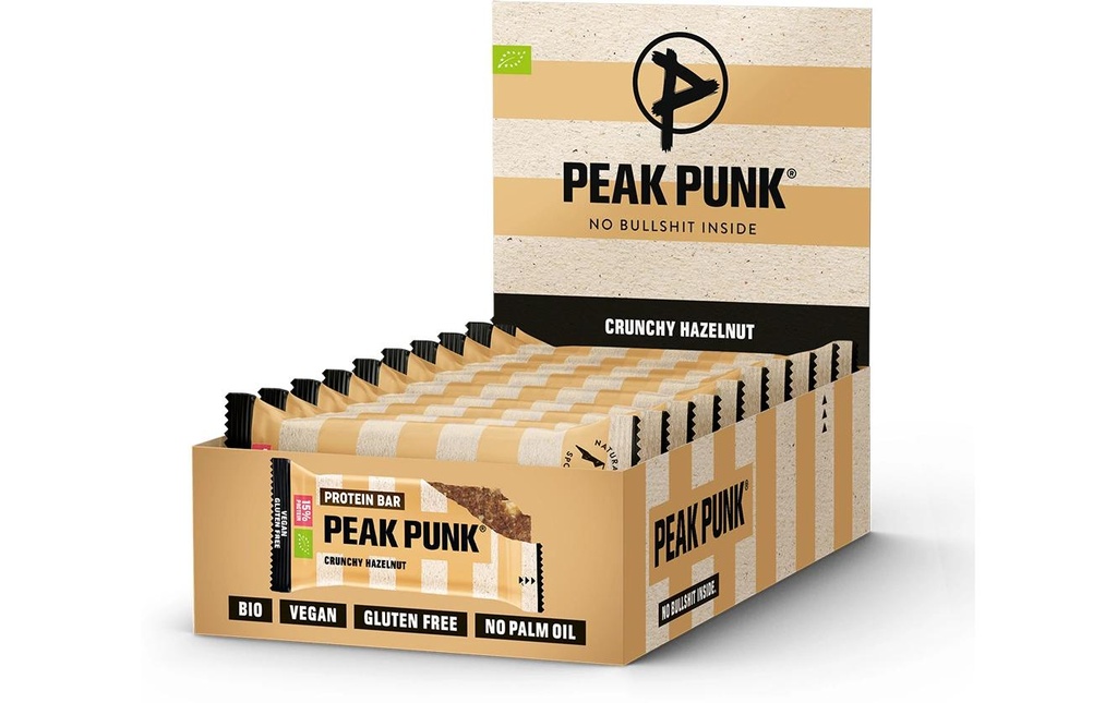 PEAK PUNK Barre protéinée bio Crunchy Hazelnut 12 x 55 g