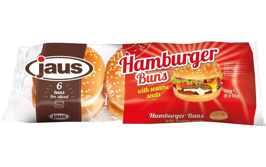 jaus Daily Bread Burger Buns Sésame coupés 6 pièces