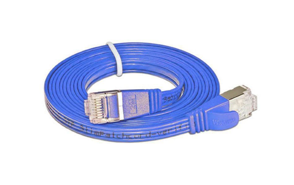 SLIM Câble patch slim RJ-45 - RJ-45, Cat 6, STP, 0.1 m, Bleu