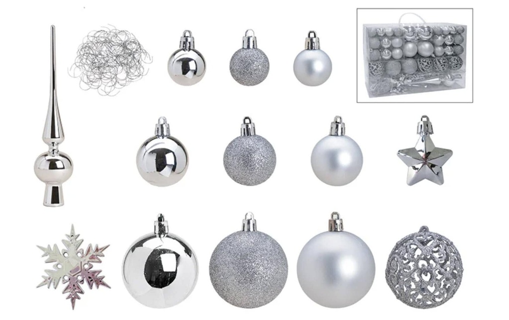 G. Wurm Boule de Noël Set de 111, Argenté