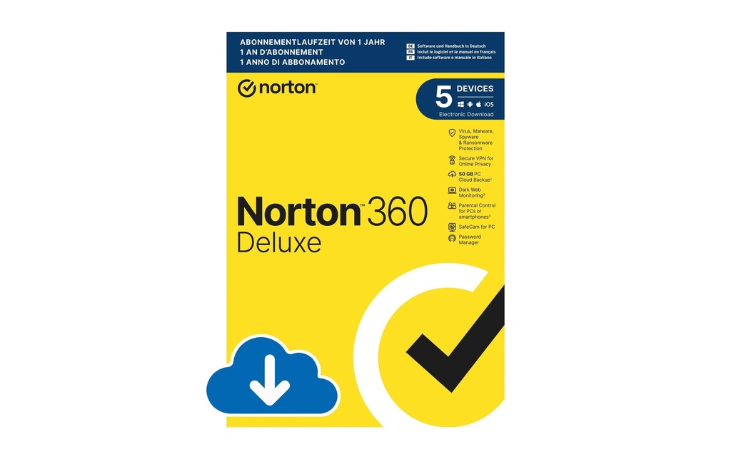 Norton Norton 360 Deluxe ESD, 5 Dispositif, 1 an