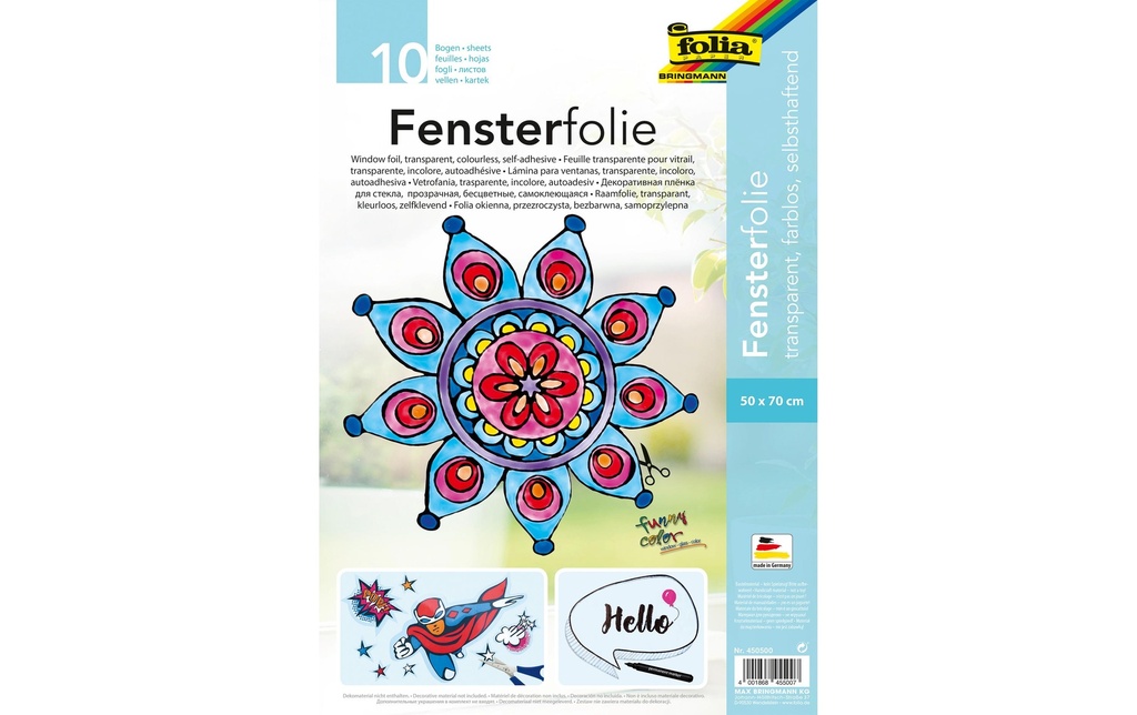 Folia Film 50 x 70 cm Fenêtre, incolore, autocollante