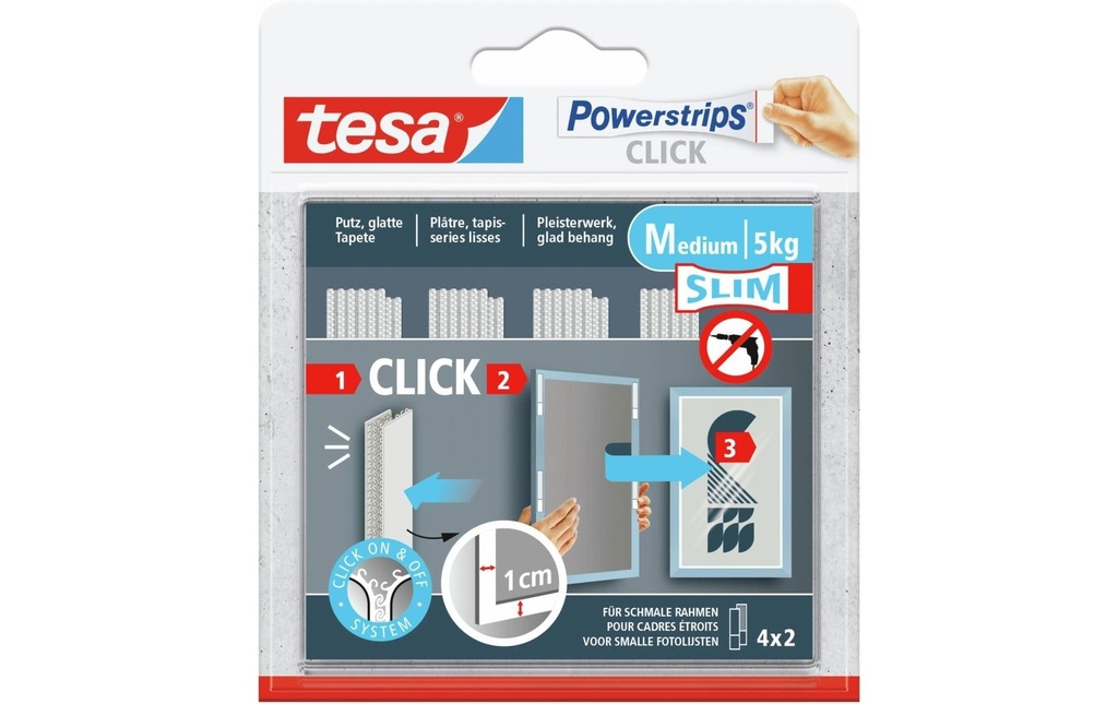 tesa Ruban adhésif Powerstrips CLICK 20 mm x 0.06 m, Blanc