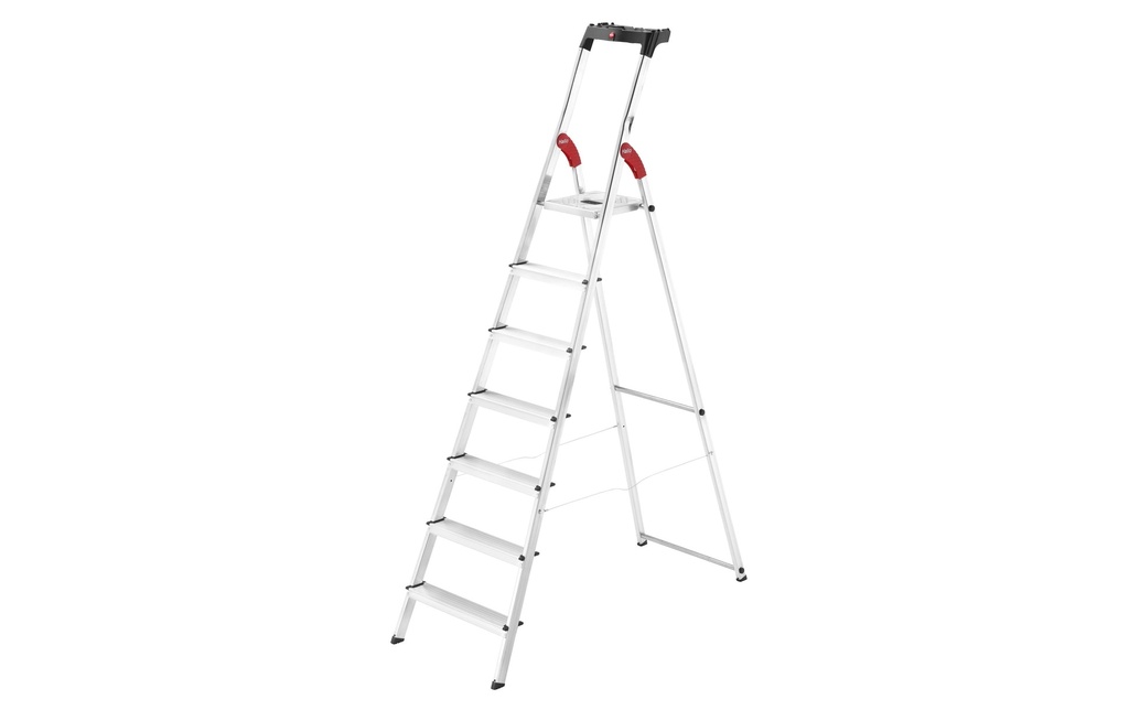 Hailo Échelle double L60, aluminium, avec plateau de travail 7 niveaux