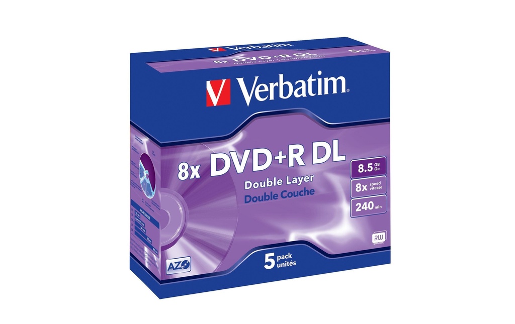Verbatim DVD+R 8.5 GB, boîte à bijoux (5 Pièce/s)