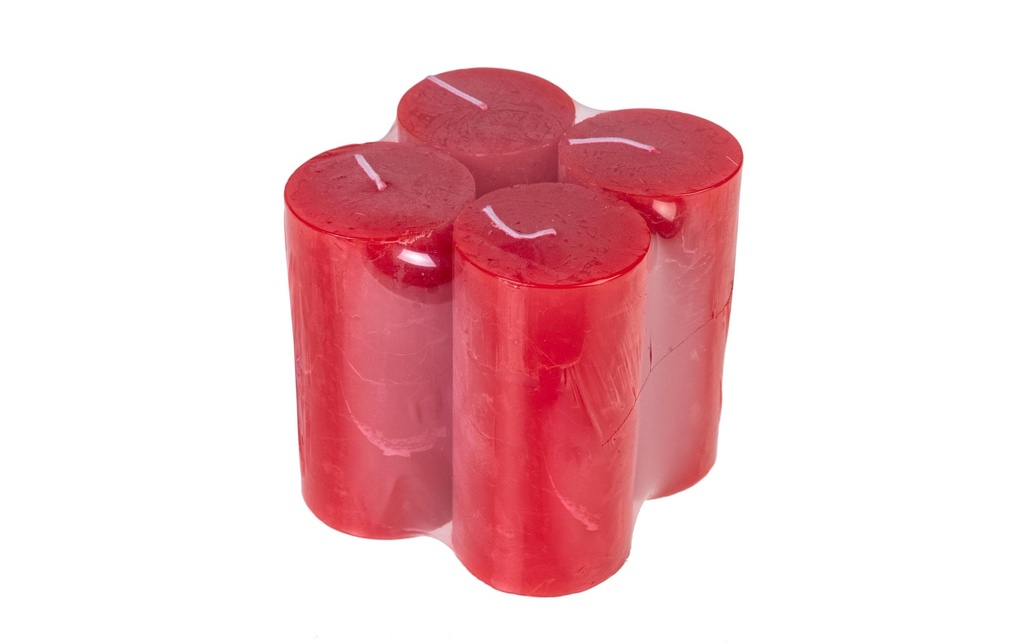 balthasar Bougie cylindrique Rustico Rouge, 4 pièces