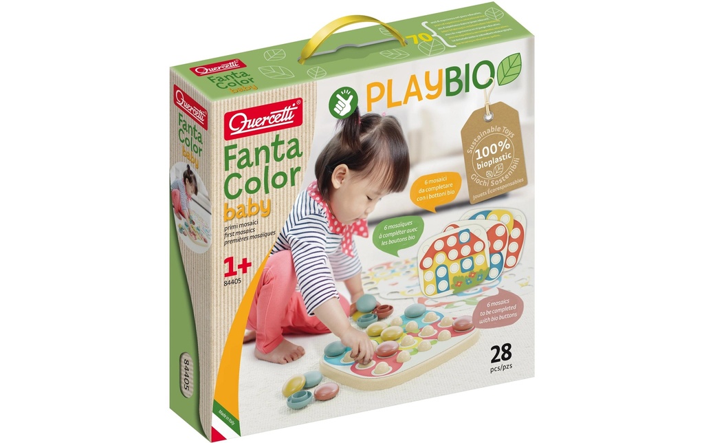 Quercetti Jeu d'encastrement en mosaïque PlayBio FantaColor 28 pièces