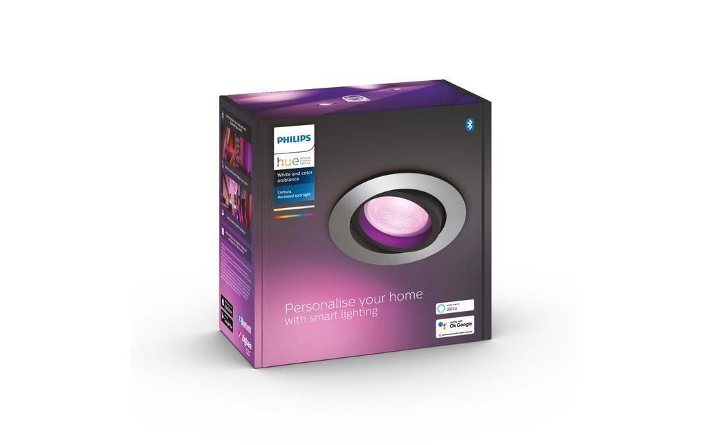 Philips Hue Spot encastré White & Color Ambiance, Centura, Argent, Rond
