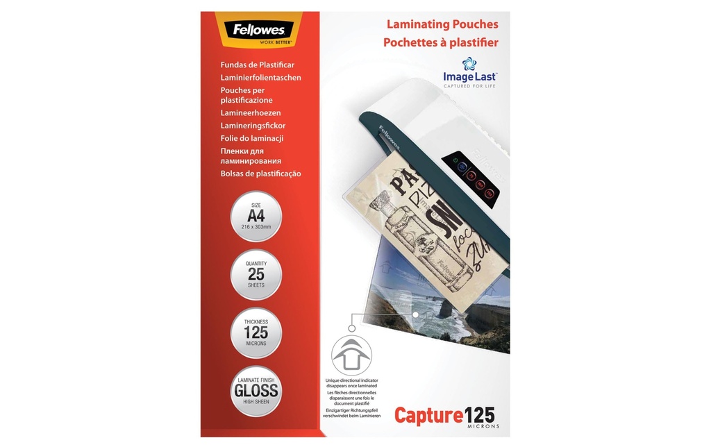 Fellowes Film laminé A4, 125 µm, 25 pièces, brillant