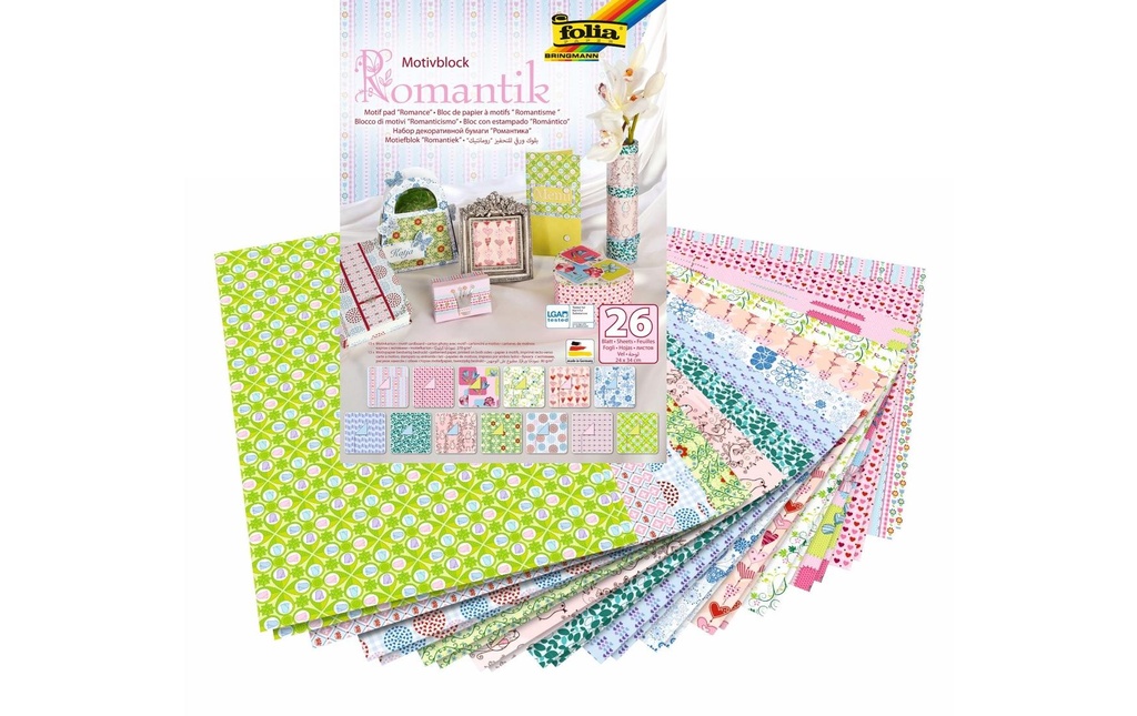 Folia Bloc de papier à motif Romantique Multicolore