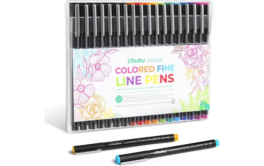 Ohuhu Fineliner Crayons à dessin 18 pièces