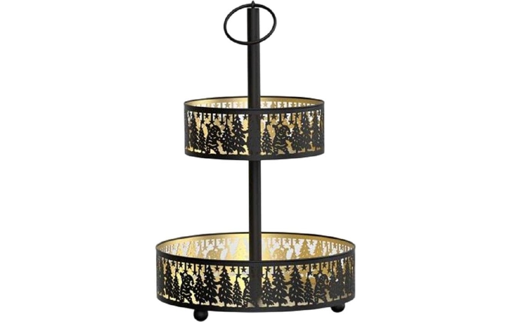 Dameco Plat de présentation étagé Forest avec 2 étagères 37 cm, noir/or