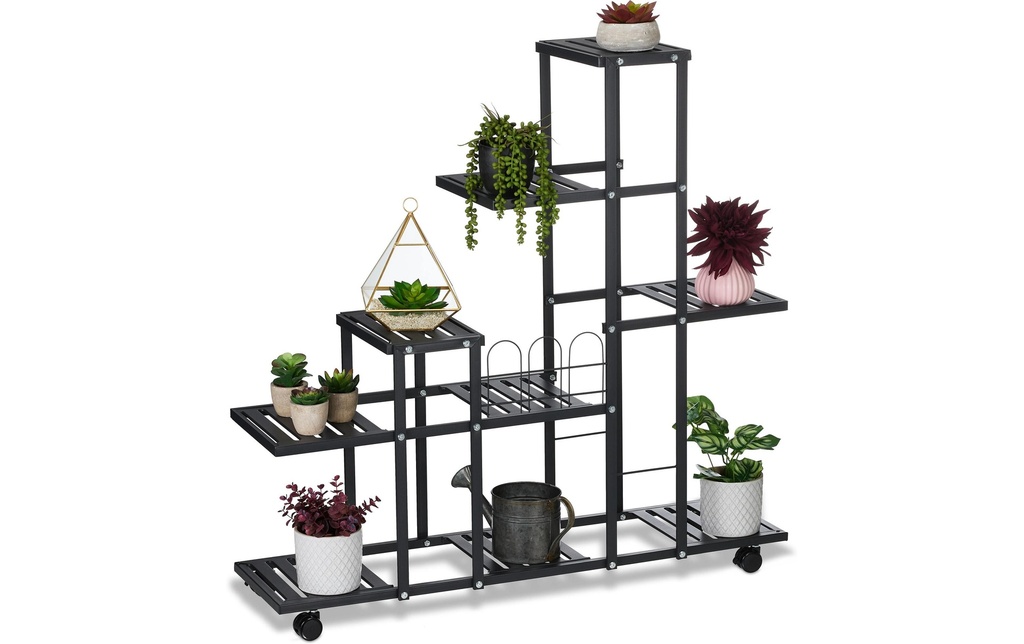 relaxdays Supports pour plantes avec roulettes 91.5 cm, Noir