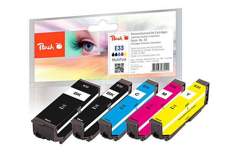 Peach Encre pour Epson No. 33 / T3377 BK, PBK, C, M, Y