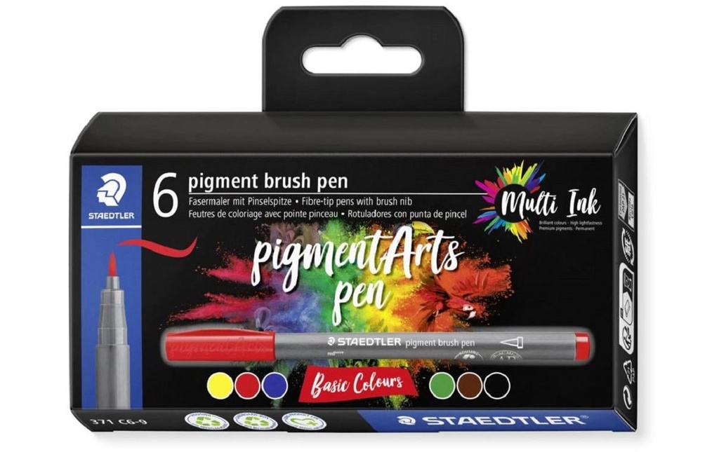 Staedtler Feutres de coloriage Pigment Arts Brush Pen Basic Colours