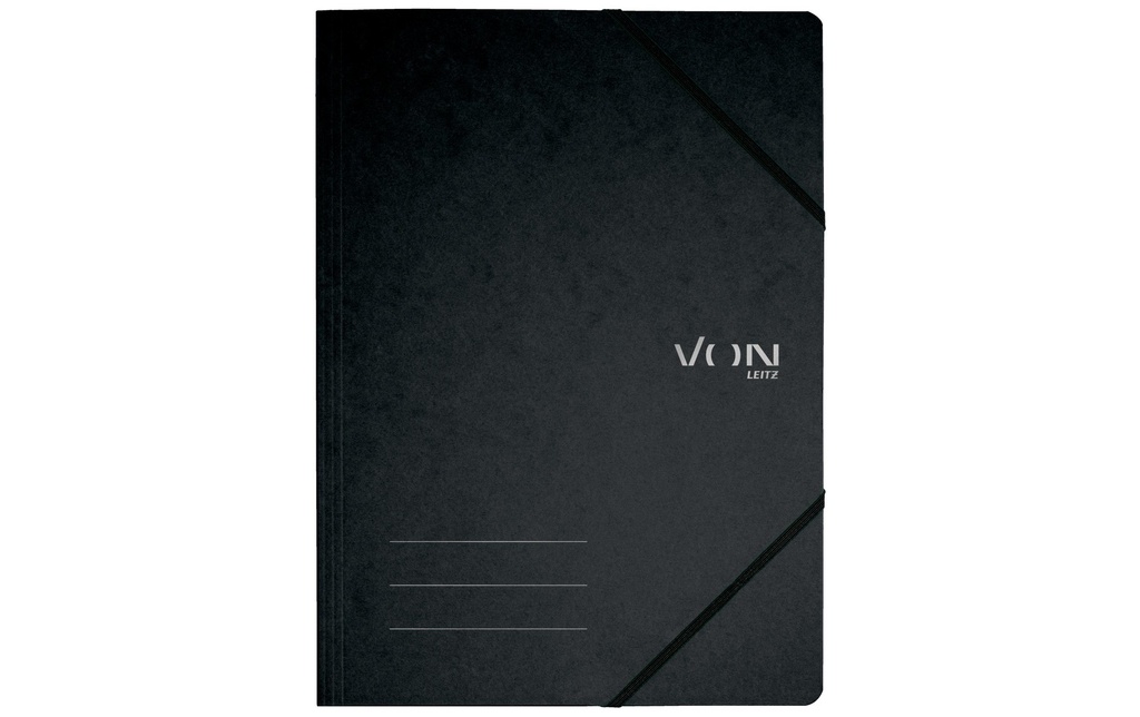 VON Portfolio à ruban élastique A4, Noir, 5 pièces