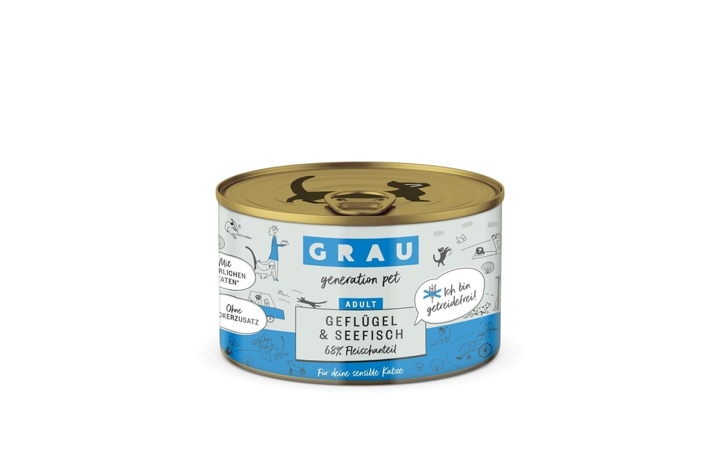 Grau Alimentation humide Volaille et poisson de mer 200 g