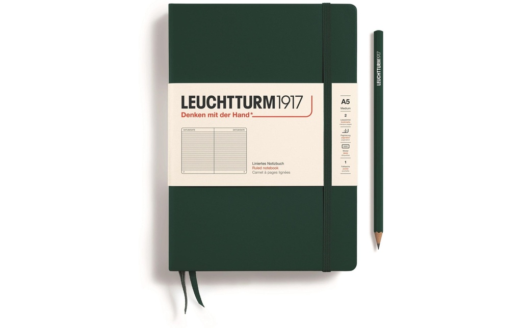 Leuchtturm Bloc-notes Medium A5, À lignes, Forest