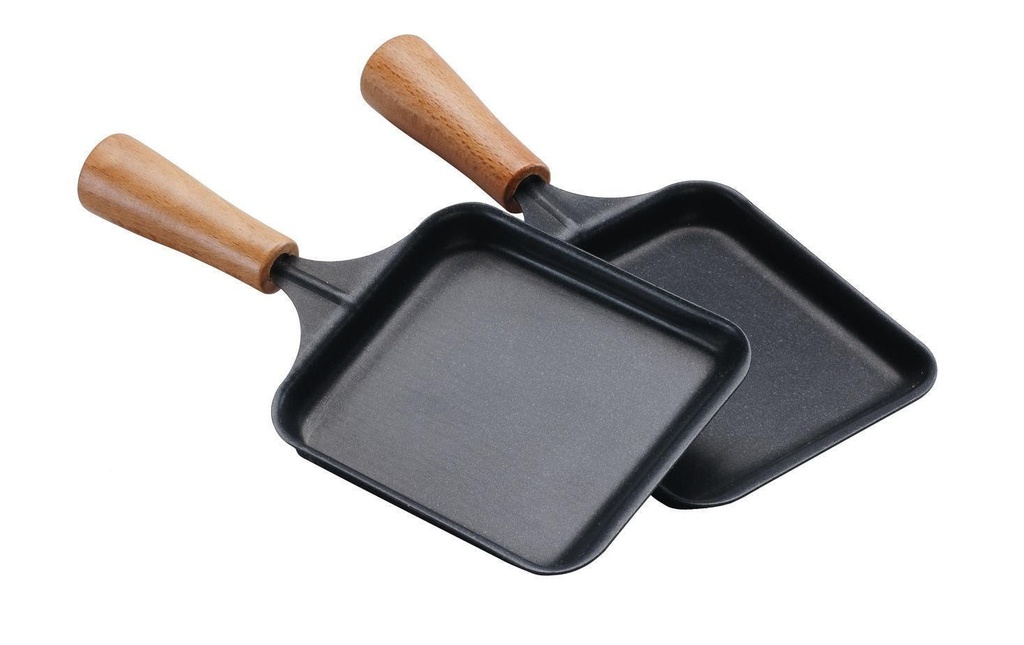 TTM Poêlons à raclette avec manche en bois, 2 pièces
