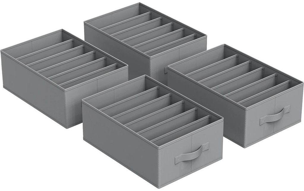 Songmics Boîte de rangement pliable Set de 4 pièces, Gris