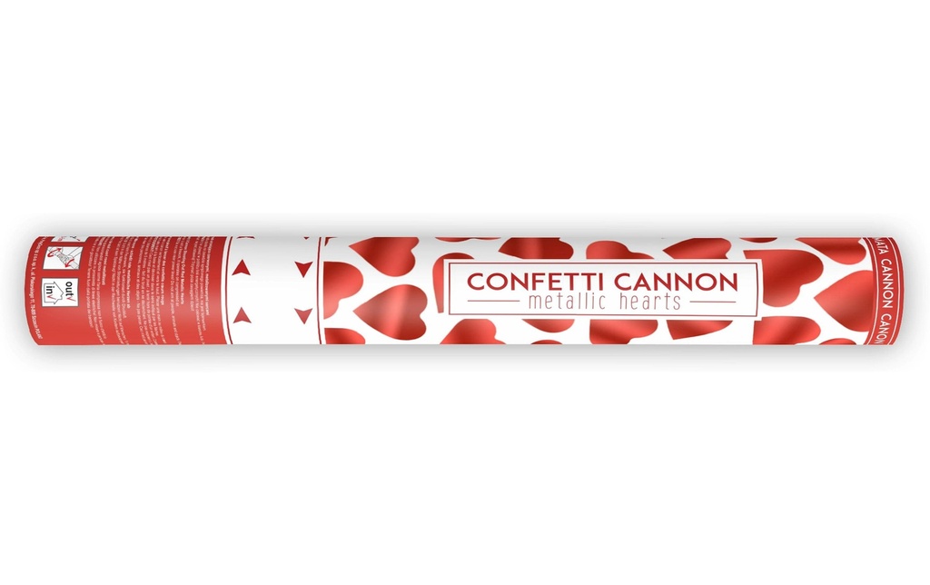Partydeco Canon à confettis Coeurs rouge, 40 cm