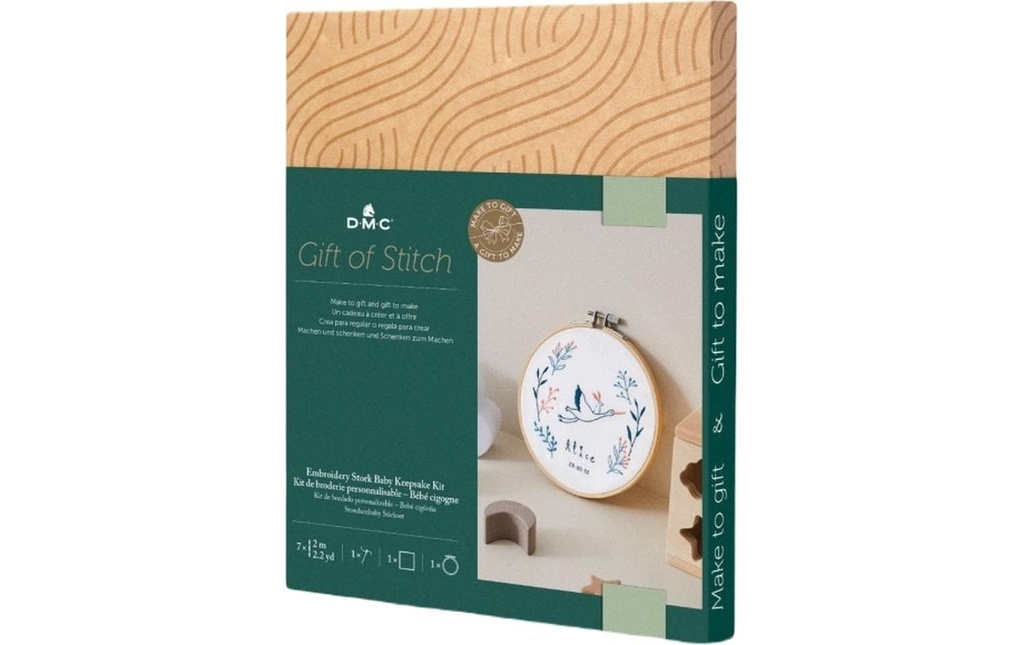 DMC Set de broderie Gift of Stich Cigogne et lapin, Ø 15.7 cm