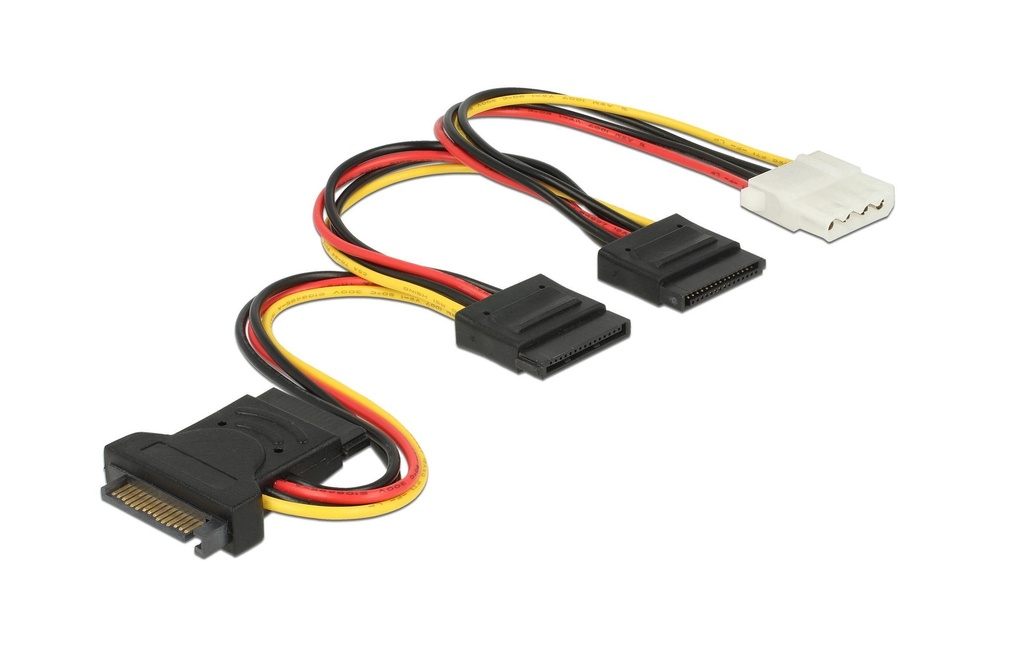 Delock Câble électrique en Y SATA - 3x SATA & 1x Molex 15 cm