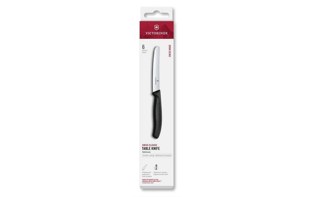 Victorinox Set de couteaux de table Swiss Classic, Noir, 6 pièces