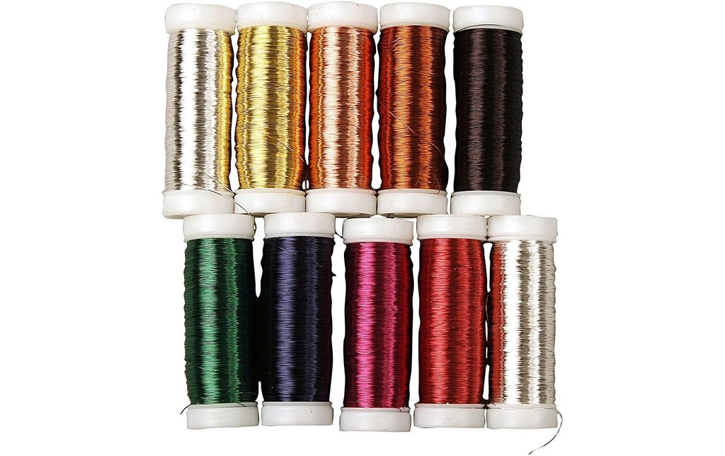 Creativ Company Fil de fer pour fleurs 10 rouleaux de 50 g Multicolore