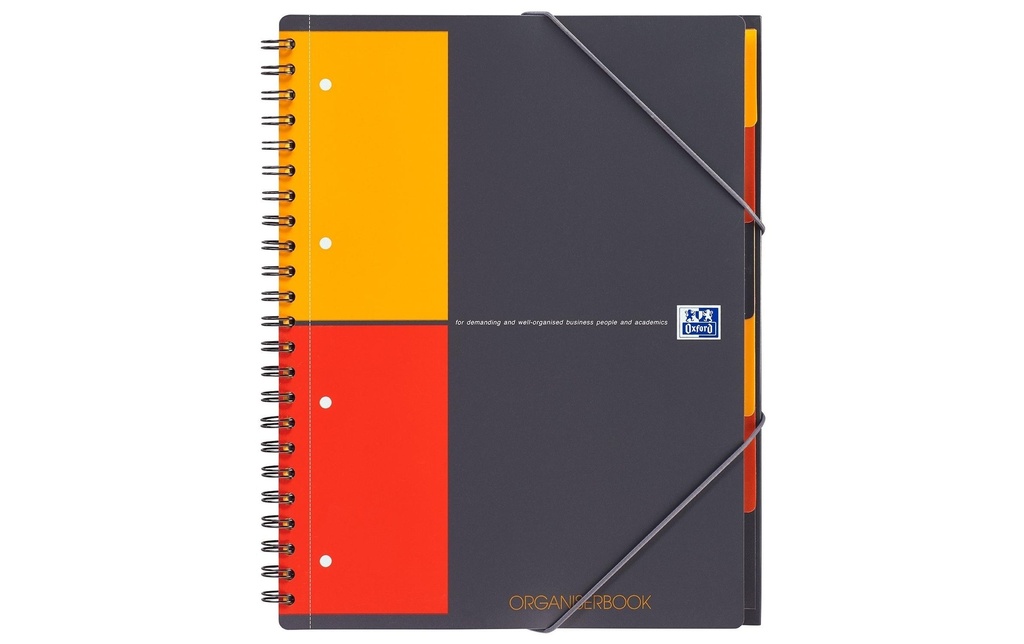 Oxford Carnet de notes International Organiserbook, A4 +, À carreaux, Gris