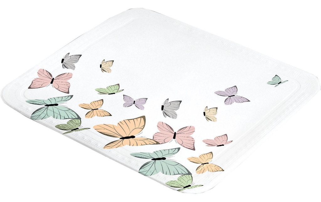 Kleine Wolke Tapis de douche Butterflies 55 x 55 cm, Multicolore/Blanc