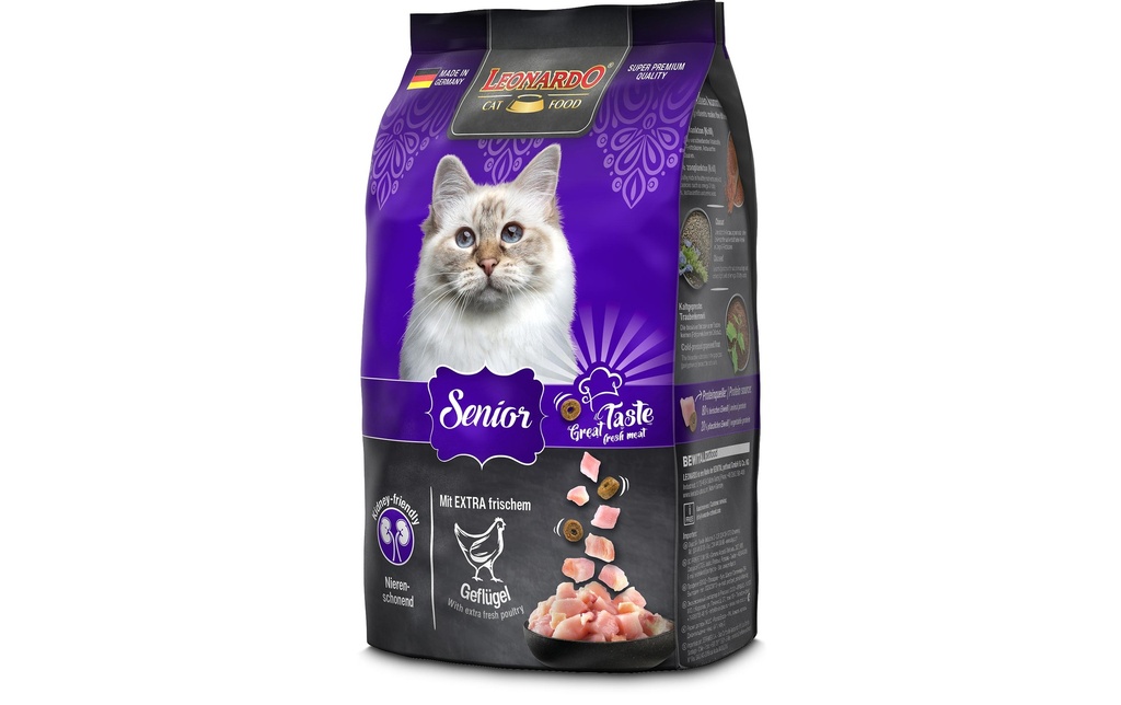 Leonardo Cat Food Alimentation sèche Volaille senior, 300 g