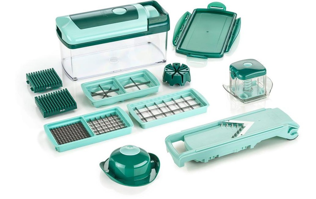 Genius Coupe-légumes Nicer Dicer Fusion + Slicer 13 pièces, Vert