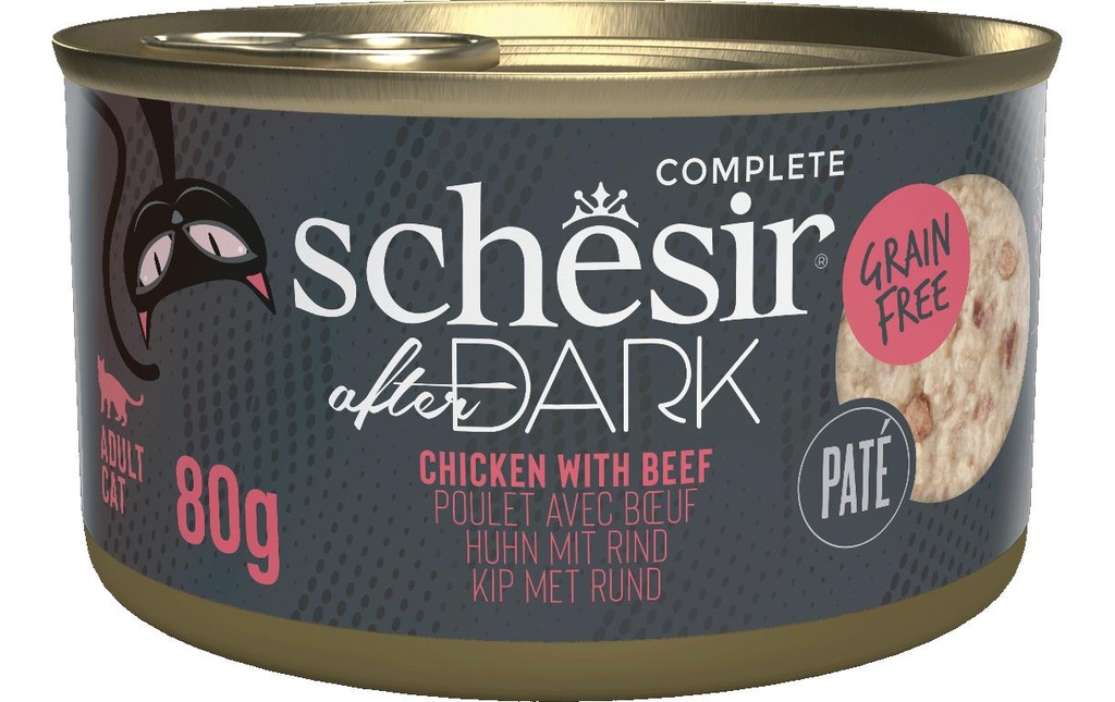 Schesir Alimentation humide after Dark Complete Paté Poulet avec Bœuf, 80 g