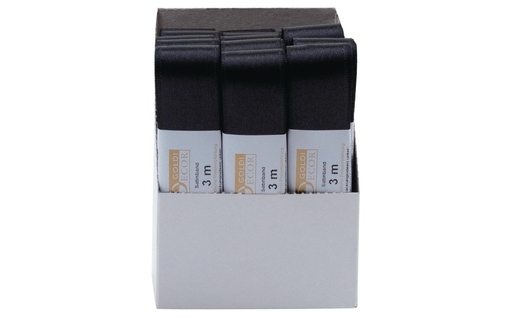 GOLDINA Ruban de satin 25 mm x 3 m, noir, 1 pièce