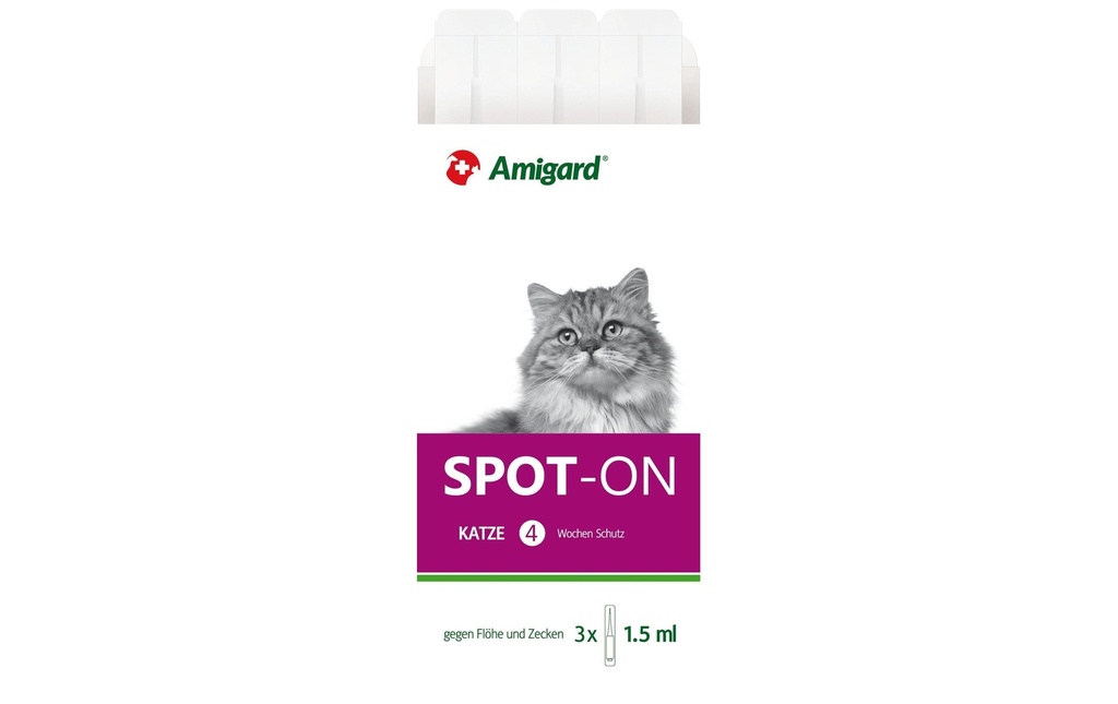 Amigard Gouttes anti-parasite Spot-on chat, 3 x 1.5 ml