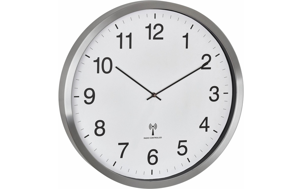 TFA Dostmann Horloge murale radio XXL Argent