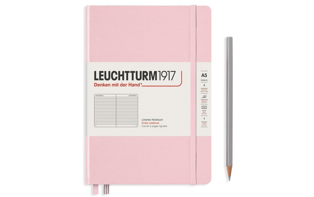 Leuchtturm Bloc-notes Medium A5, À lignes, 2-pièces, poudre