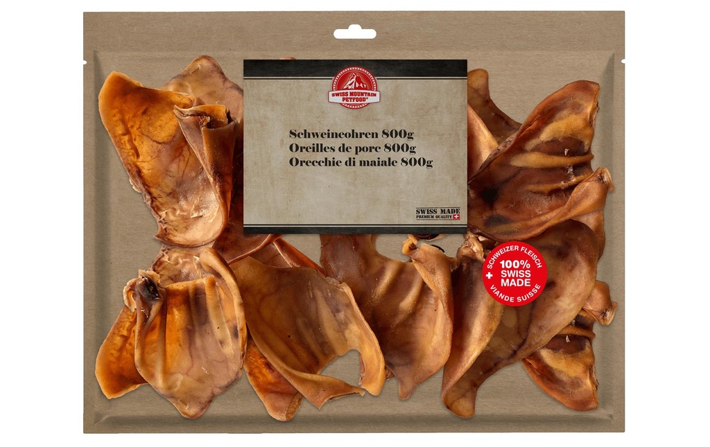 Swiss Mountain Petfood Des oreilles de porc, 800 g