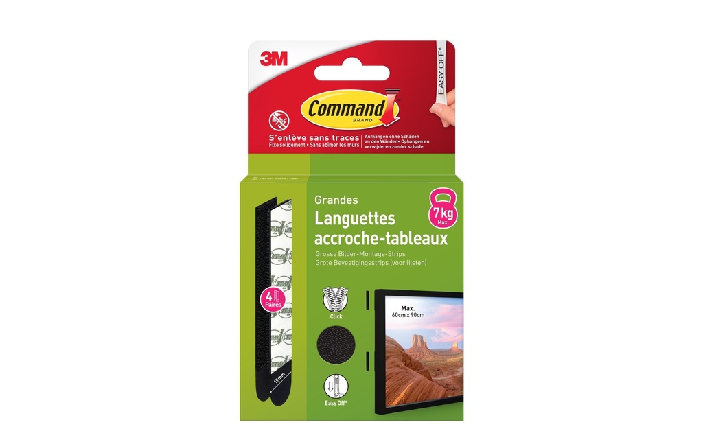 Command Pastille adhésive Command L, 4 Pièce/s, Noir