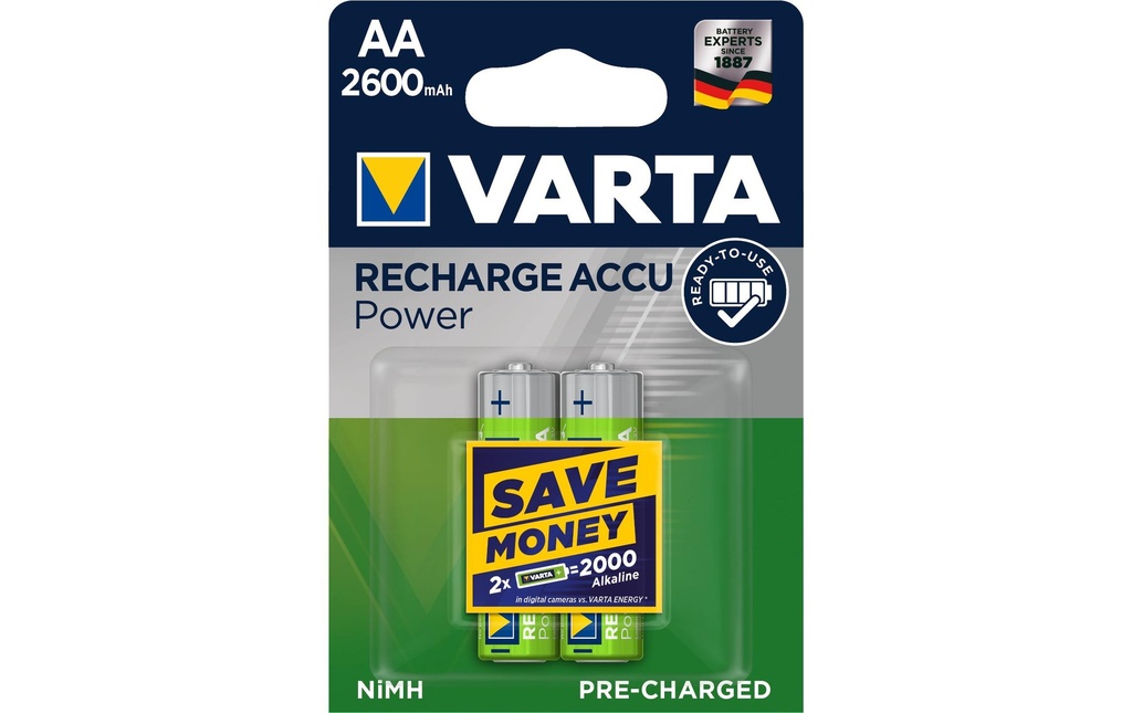 Varta Batterie Power NiMH AA 2600 mAh, 2 Pièce/s