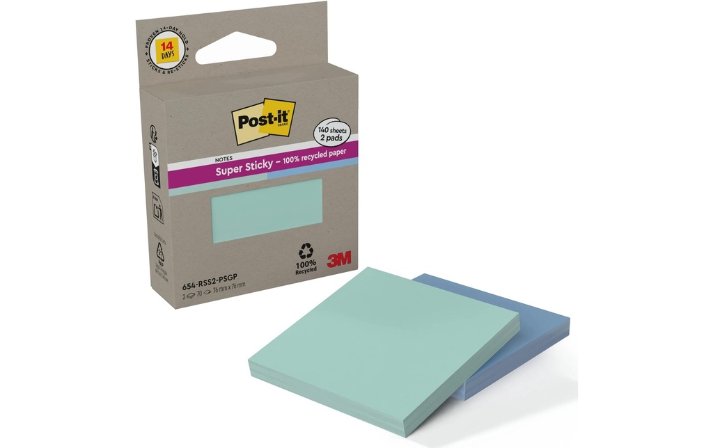 Post-it Notes de recyclage 3M Bleu/Vert