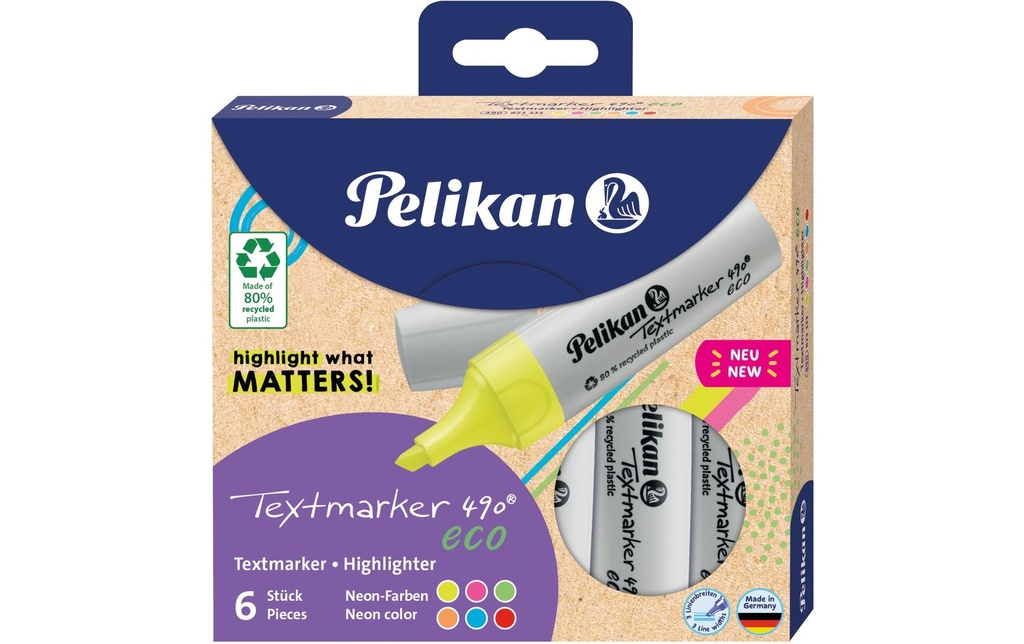 Pelikan Surligneur 490 eco Set 6 pièces, Multicolore