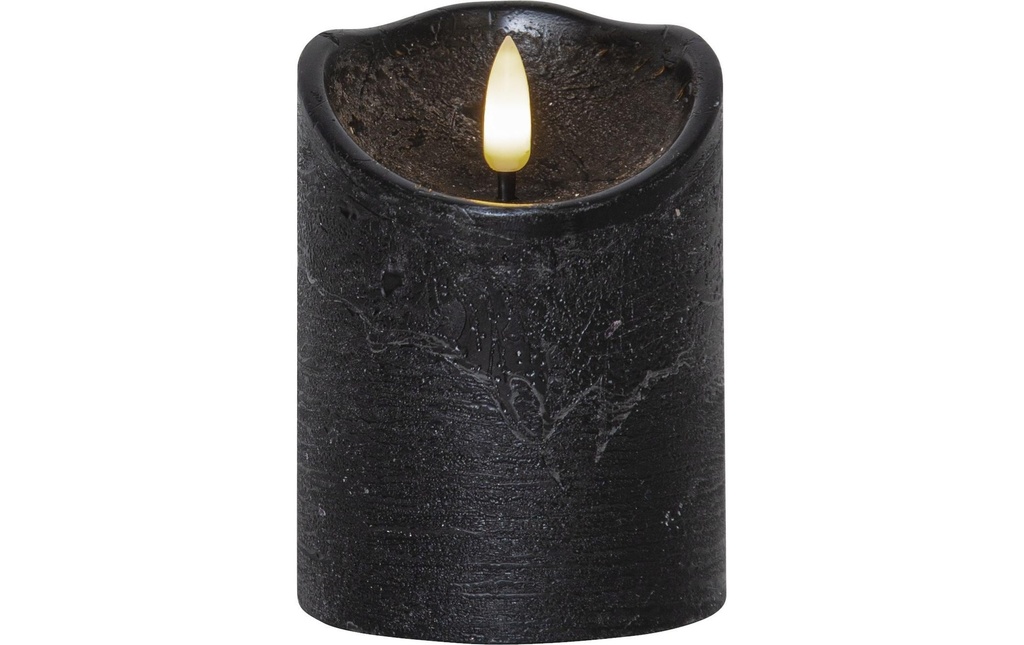 Star Trading Bougie LED Flamme Rustic, Ø 7.5 x 10 cm, Noir